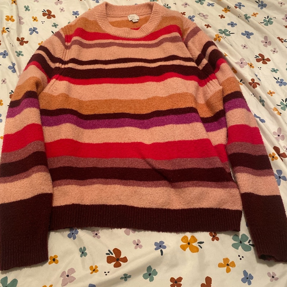 Stripped sweater a new day pink burgundy tan purple